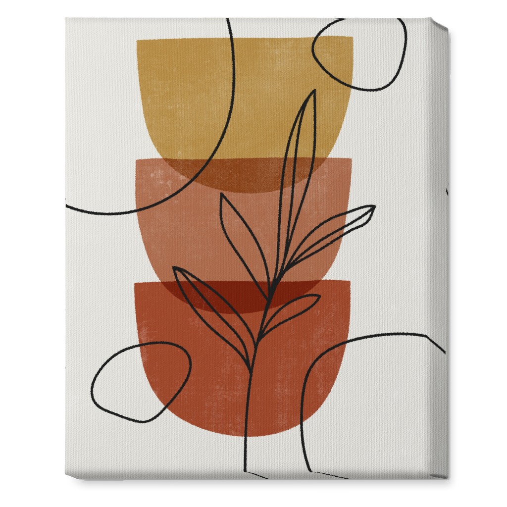 Abstract Leaf Stack - Terracotta and Ivory Wall Art, No Frame, Single piece, Canvas, 16x20, Brown