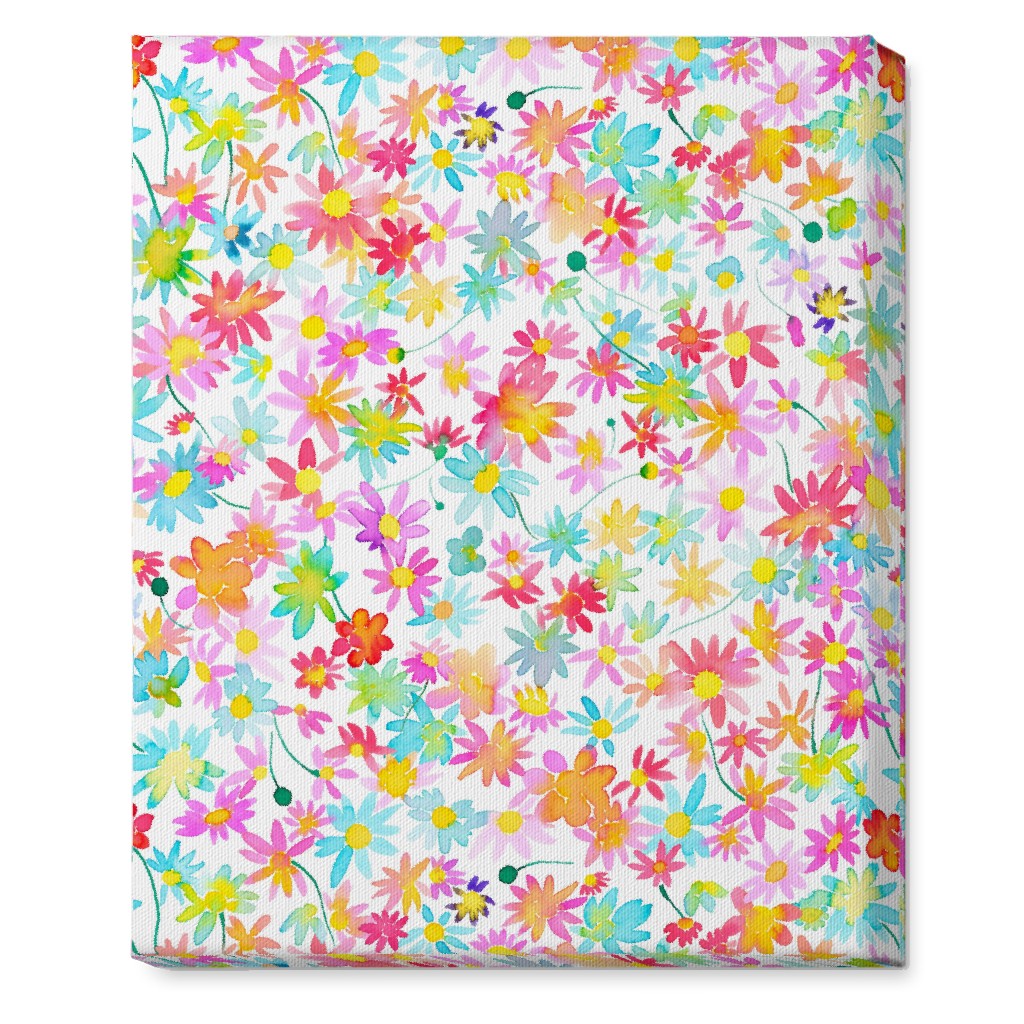 Spring Watercolor Daisies - Multi Wall Art, No Frame, Single piece, Canvas, 16x20, Multicolor