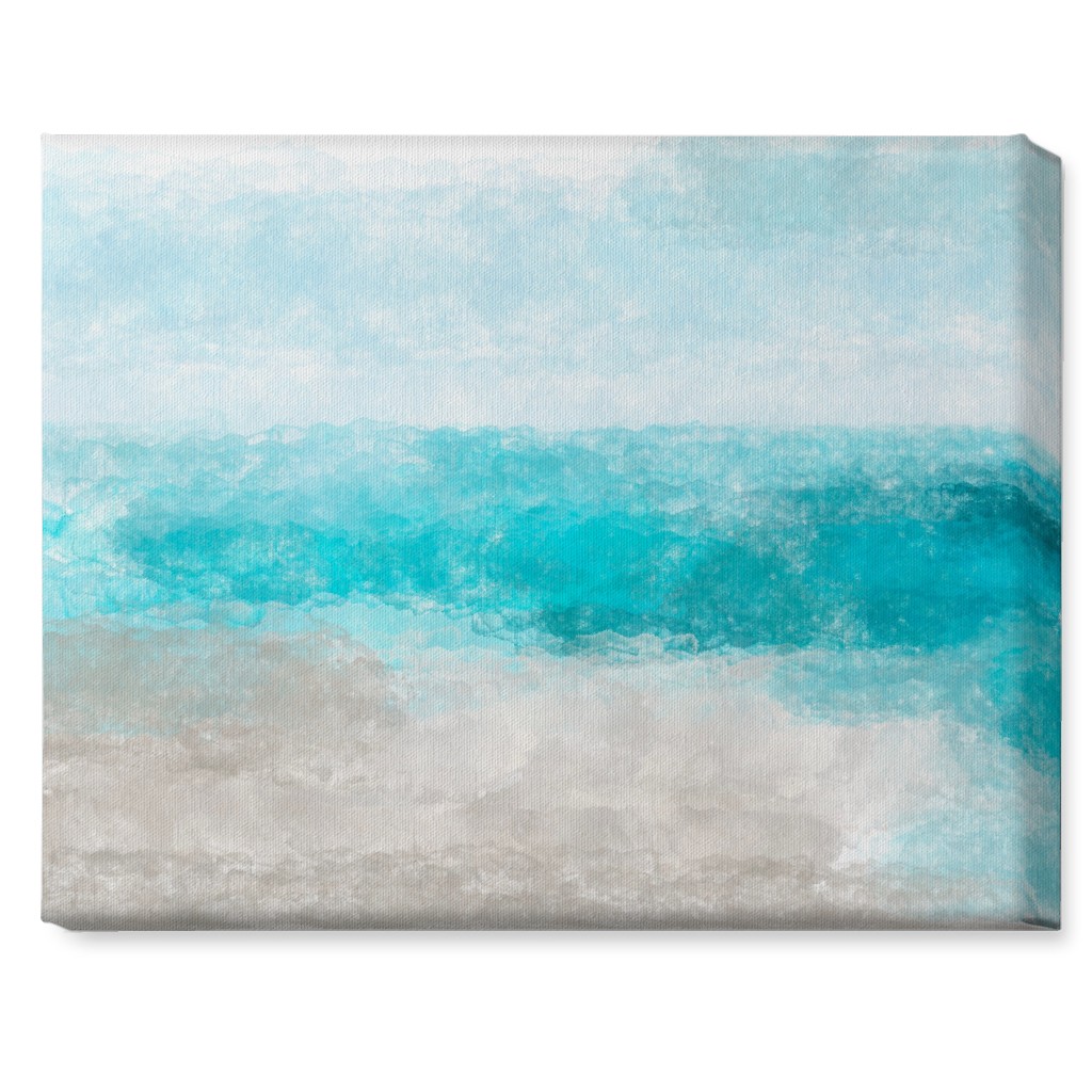 Beach Painting - Blue and Tan Wall Art, No Frame, Single piece, Canvas, 16x20, Blue