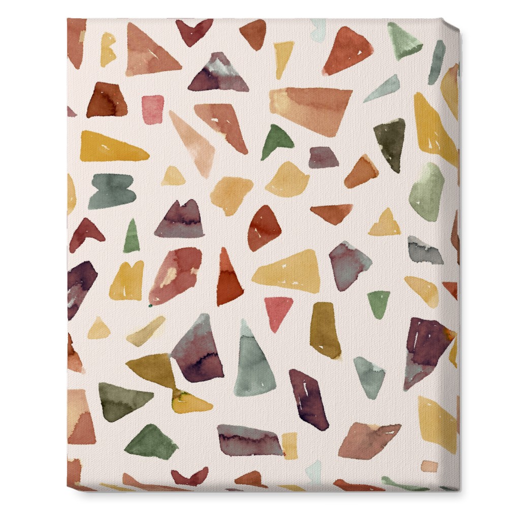 Watercolor Terrazzo - Neutral Wall Art, No Frame, Single piece, Canvas, 16x20, Beige, Pearl