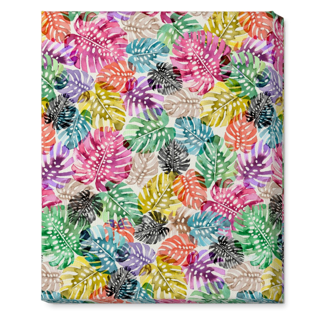 Tropical Monstera Leaves - Bold Wall Art, No Frame, Single piece, Canvas, 16x20, Multicolor