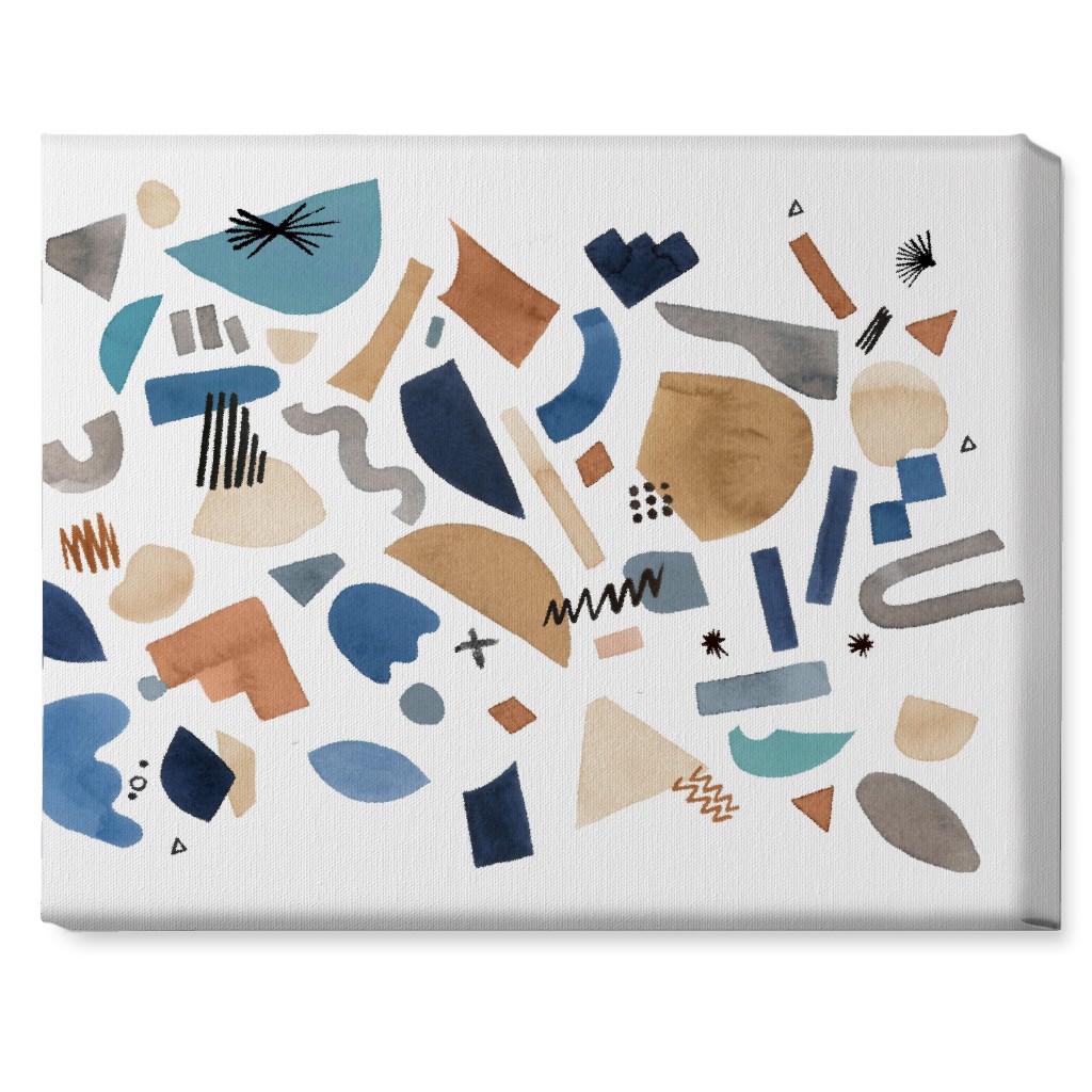Geometric Abstract Pieces - Blue Wall Art, No Frame, Single piece, Canvas, 16x20, Multicolor