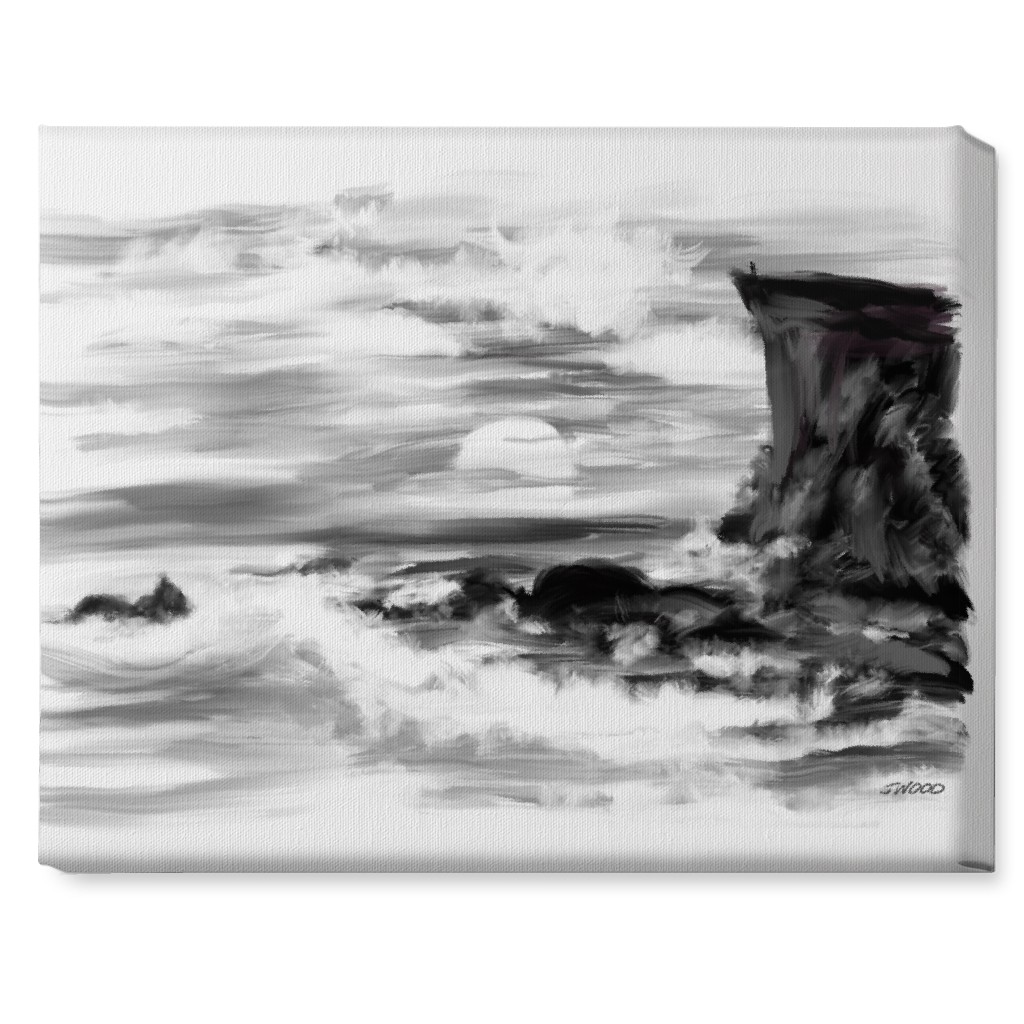 Abrupt - Black and White Wall Art, No Frame, Single piece, Canvas, 16x20, Black