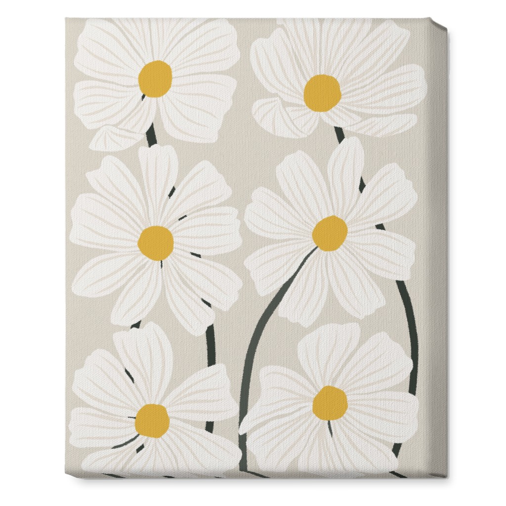 Botanical Cosmos Flowers Wall Art, No Frame, Single piece, Canvas, 16x20, Beige, White