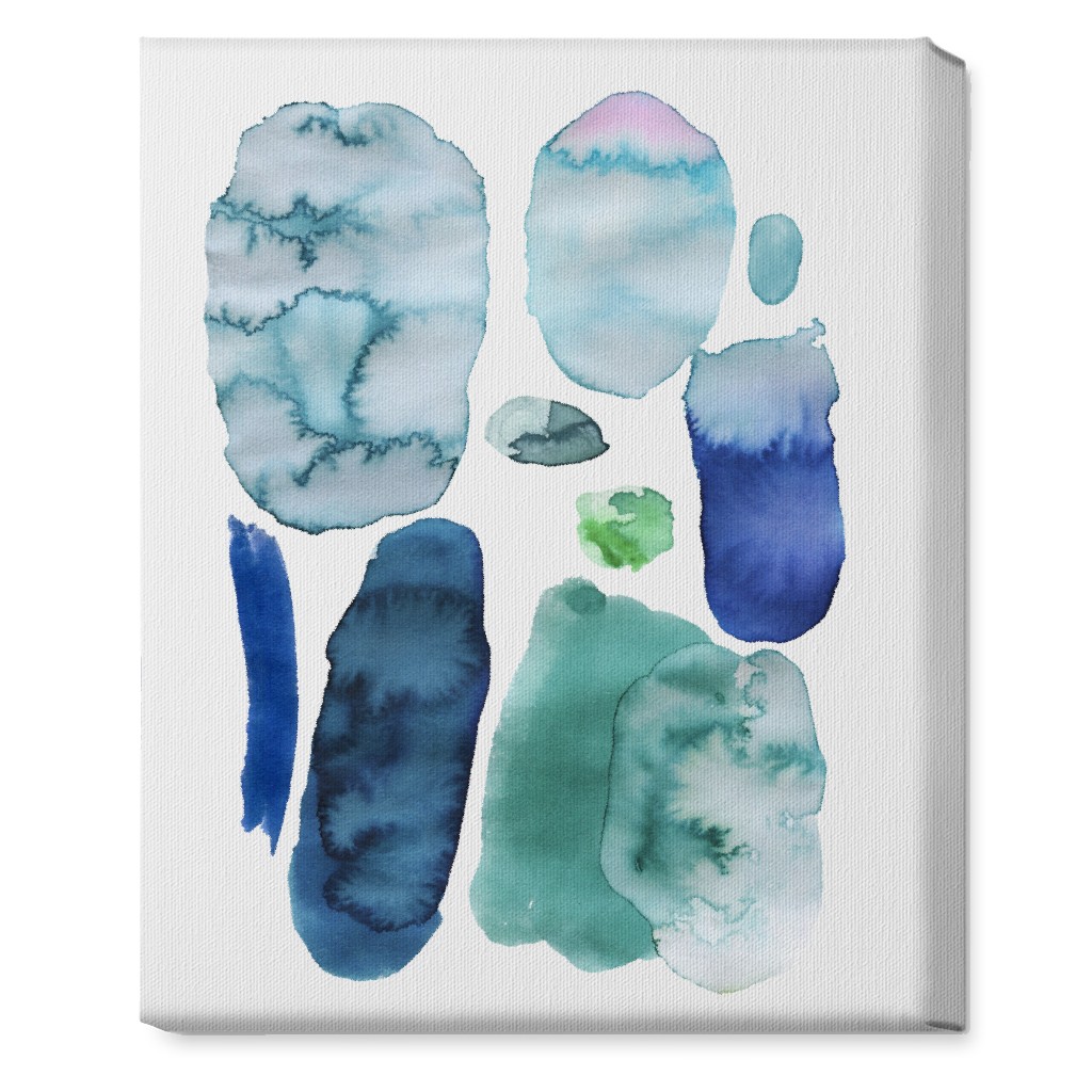 Watercolor Abstract Scandi - Blue and Green Wall Art, No Frame, Single piece, Canvas, 16x20, Blue, True Blue