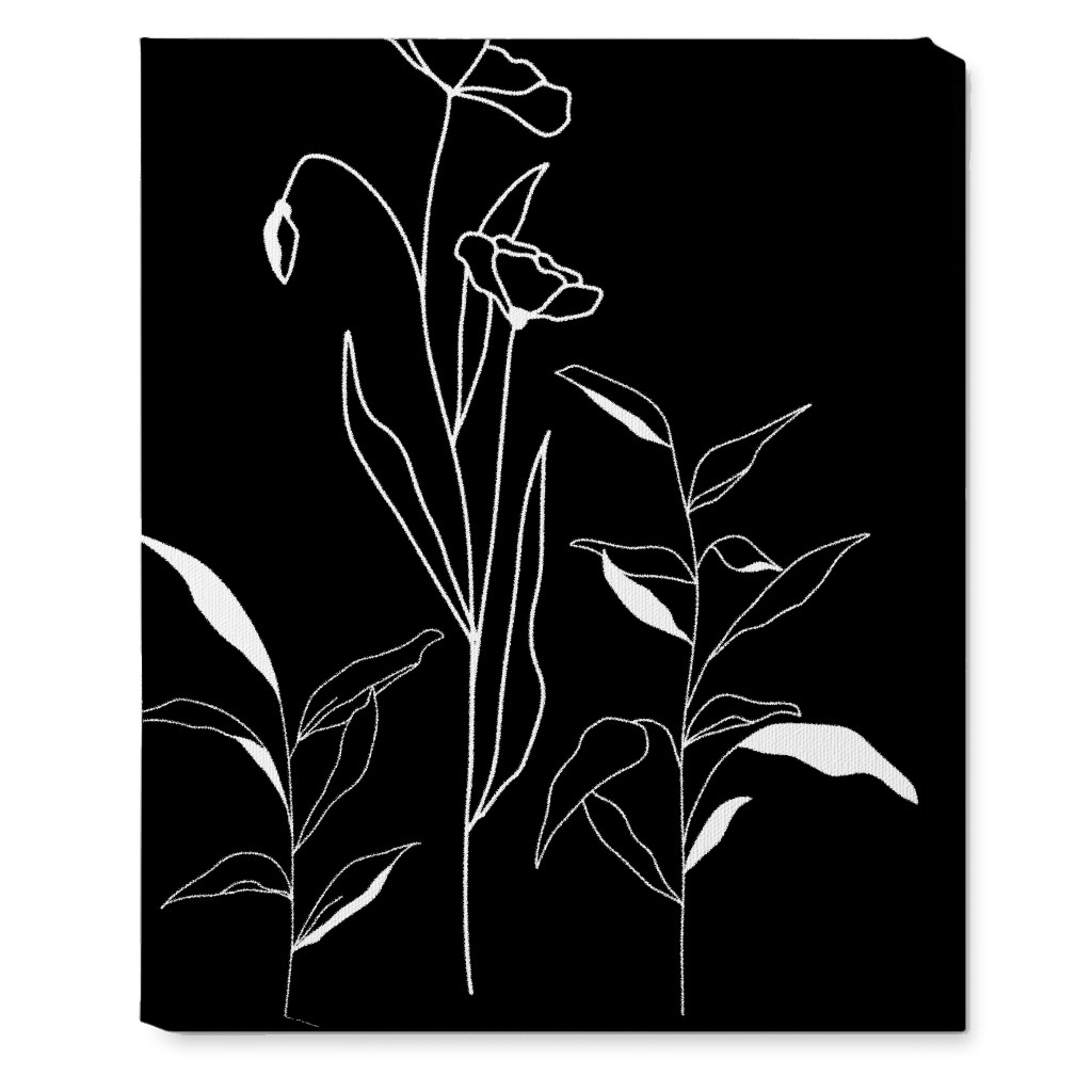 Meadow Botanical - Black and White Wall Art, No Frame, Single piece, Canvas, 16x20, Black