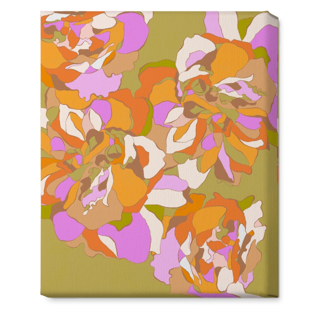 Maxi Boho Peonies Wall Art, No Frame, Single piece, Canvas, 16x20, Orange, Mantis