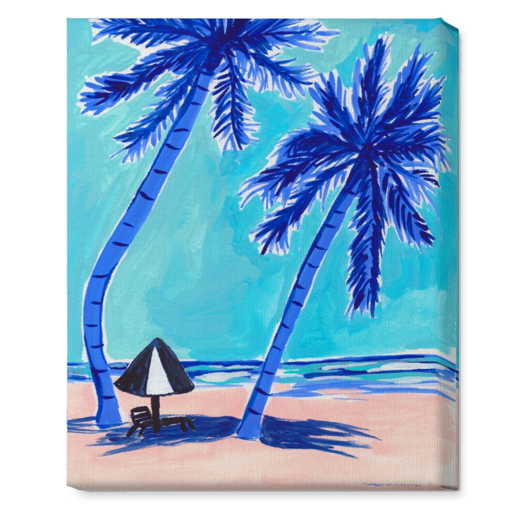 Beach Side - Blue and Beige Wall Art, No Frame, Single piece, Canvas, 16x20, Blue, True Blue