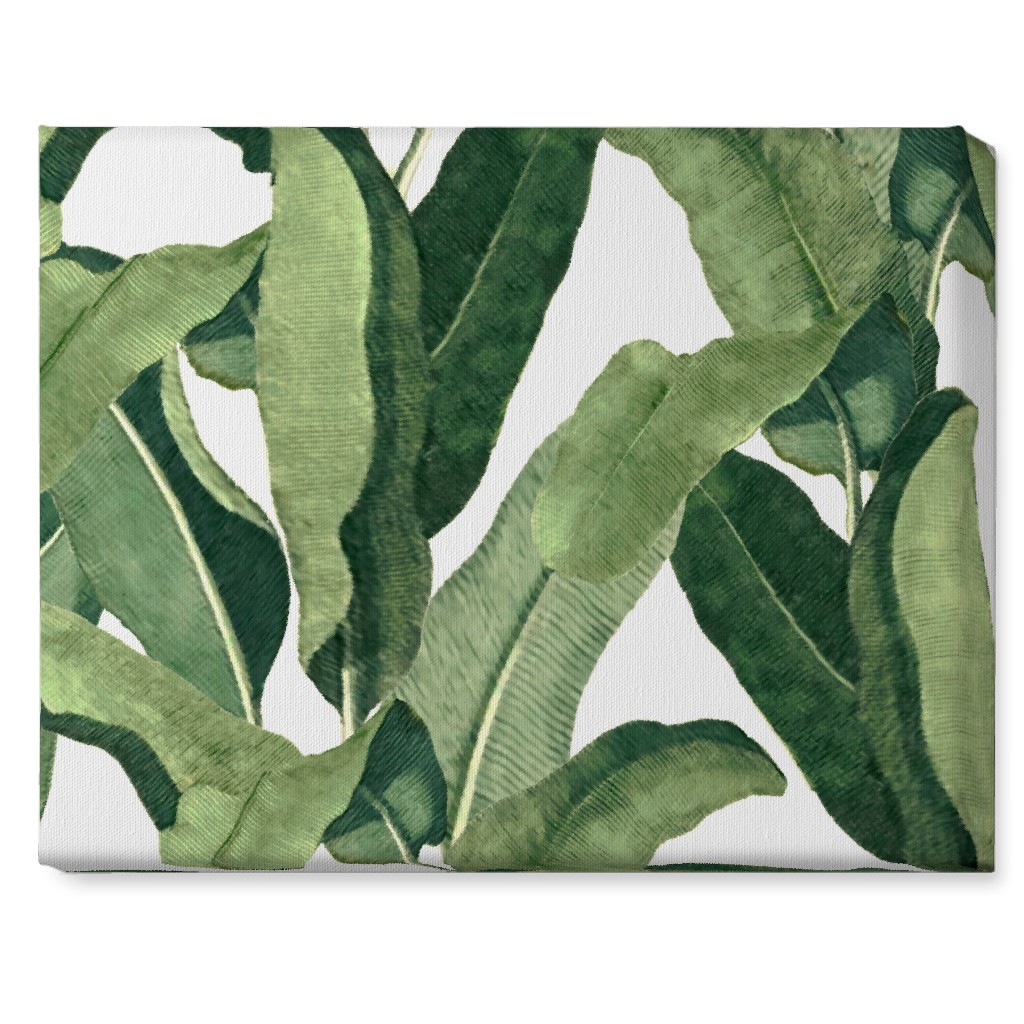 Tropical Leaves - Greens on White Wall Art, No Frame, Single piece, Canvas, 16x20, Green, Classic Green