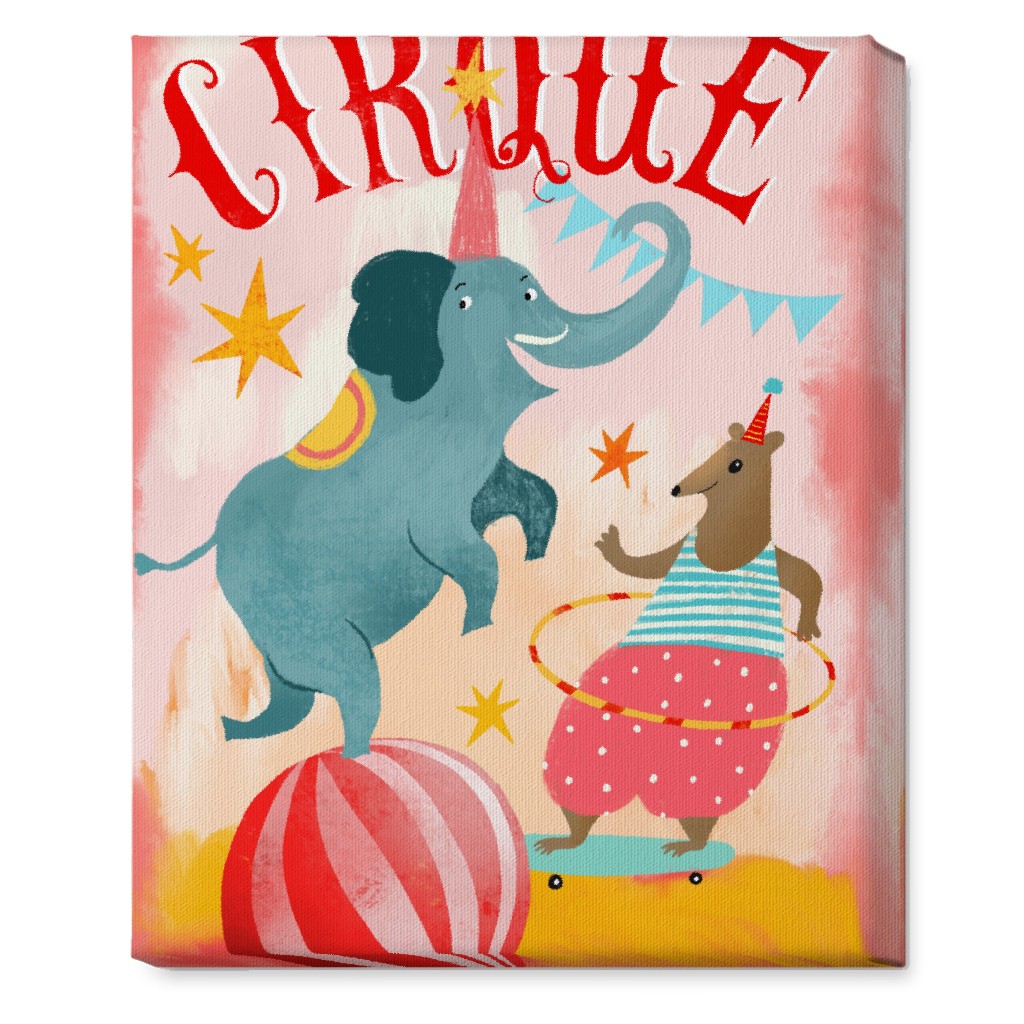 Magic Circus - Blue & Pink Wall Art, No Frame, Single piece, Canvas, 16x20, Multicolor