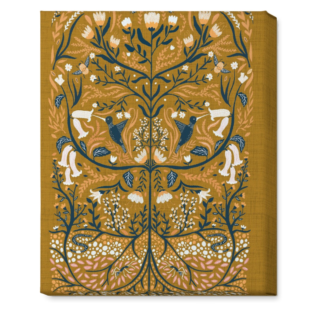 Ecosystems, Folk Art - Orange Wall Art, No Frame, Single piece, Canvas, 16x20, Orange, Orange