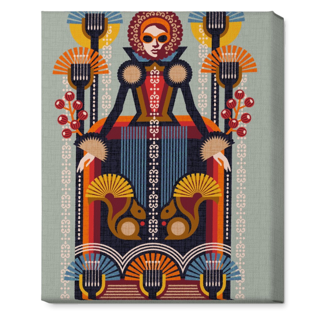 Folk Art Lady - Multi Wall Art, No Frame, Single piece, Canvas, 16x20, Multicolor