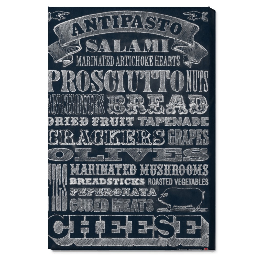 Antipasto - Black & White Wall Art, No Frame, Single piece, Canvas, 20x30, Black