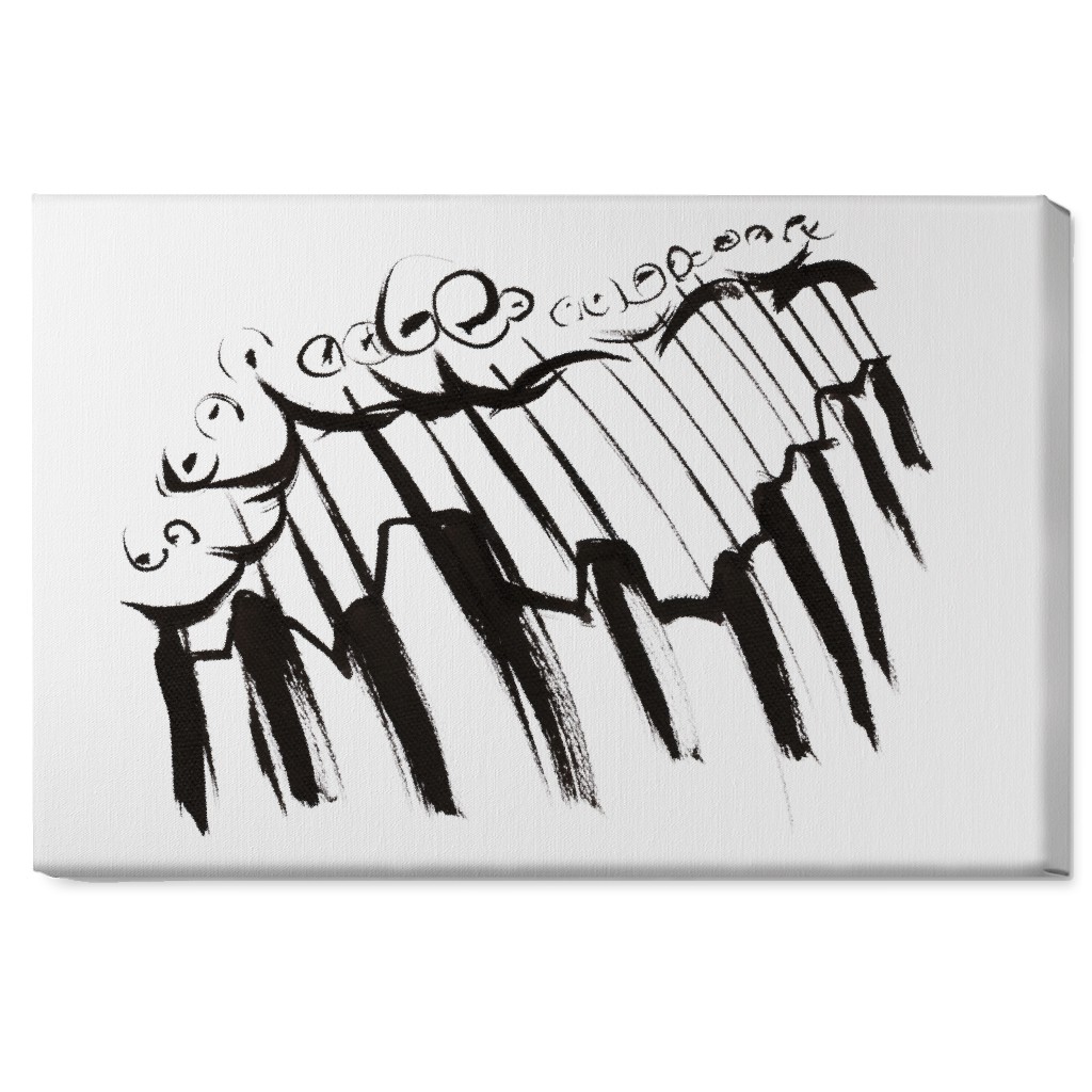 Pianissmo - Black and White Wall Art, No Frame, Single piece, Canvas, 20x30, White, White