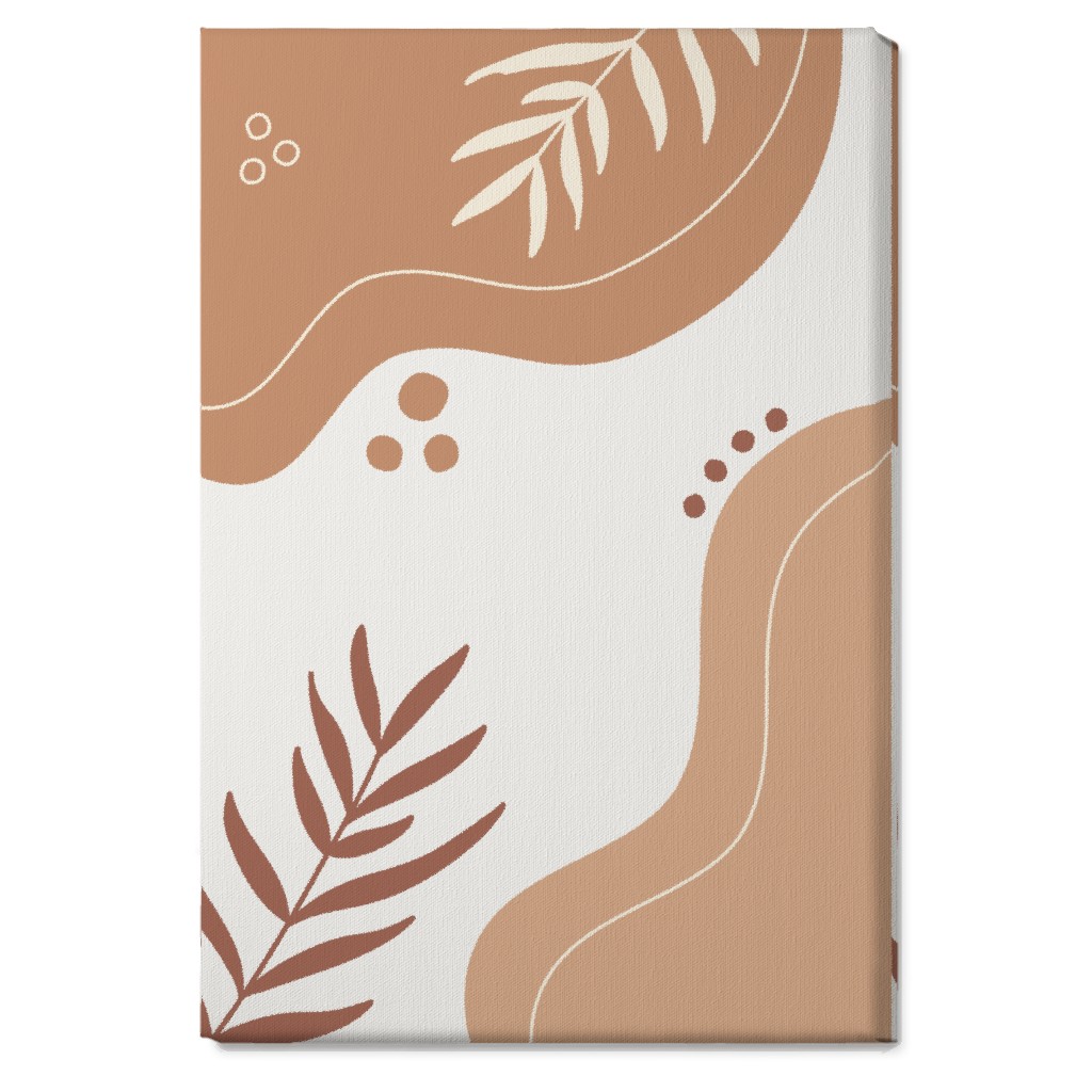 Fern Leaves and Abstract Shapes - Neutral Wall Art, No Frame, Single piece, Canvas, 20x30, Orange