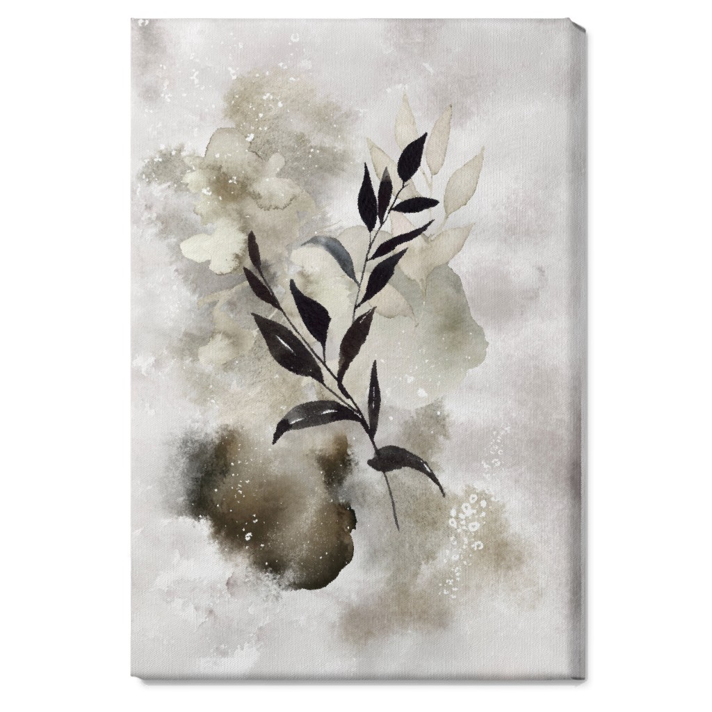 Watercolor Abstract Botanical Wall Art, No Frame, Single piece, Canvas, 20x30, Gray, Ash