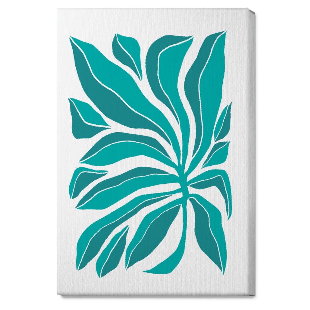 Minimalist Block Botanical Palm Leaves - Green Wall Art, No Frame, Single piece, Canvas, 20x30, Green