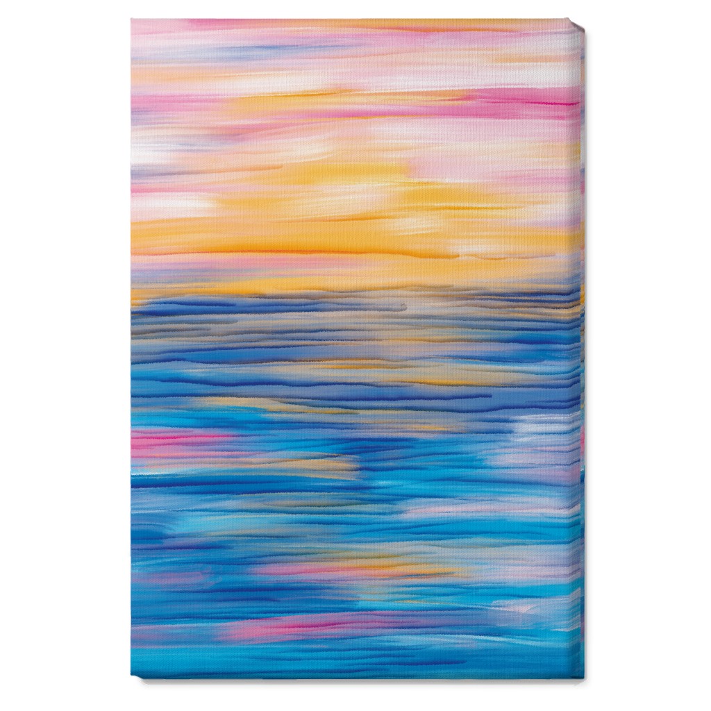 Abstract Sunset Over Water - Multi Wall Art, No Frame, Single piece, Canvas, 20x30, Multicolor