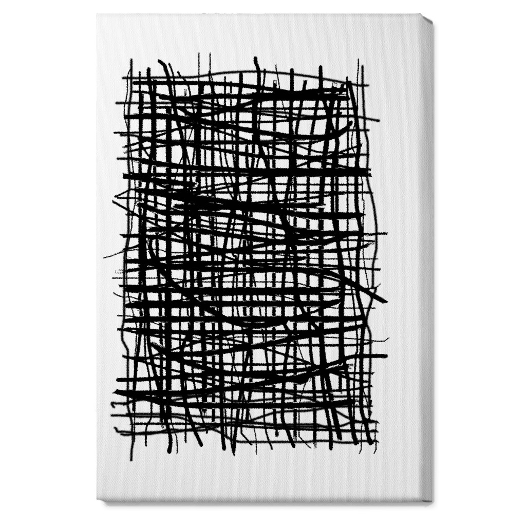 Woven Abstraction - Black on White Wall Art, No Frame, Single piece, Canvas, 20x30, Black