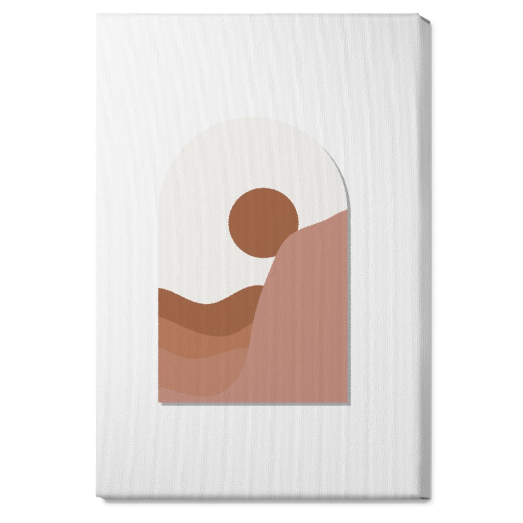 Abstract Desert Landscape in Window Daylight Wall Art, No Frame, Single piece, Canvas, 20x30, Pink, White