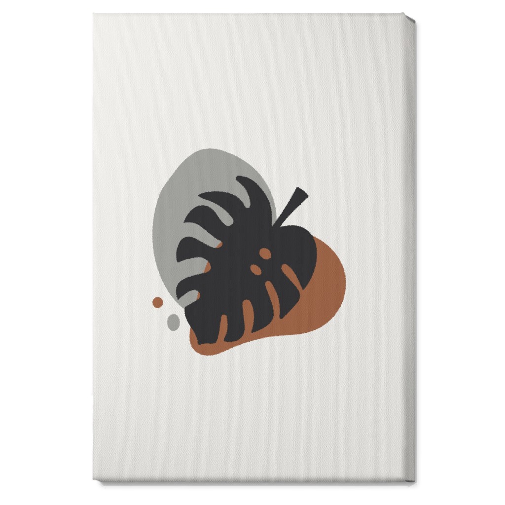 Shapes and Fern Leaf Iv Wall Art, No Frame, Single piece, Canvas, 20x30, Brown, Silver Lining