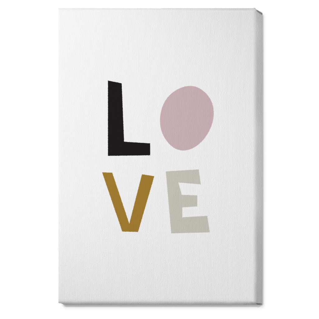 Love Typography - Neutral With Pink Wall Art, No Frame, Single piece, Canvas, 20x30, Multicolor