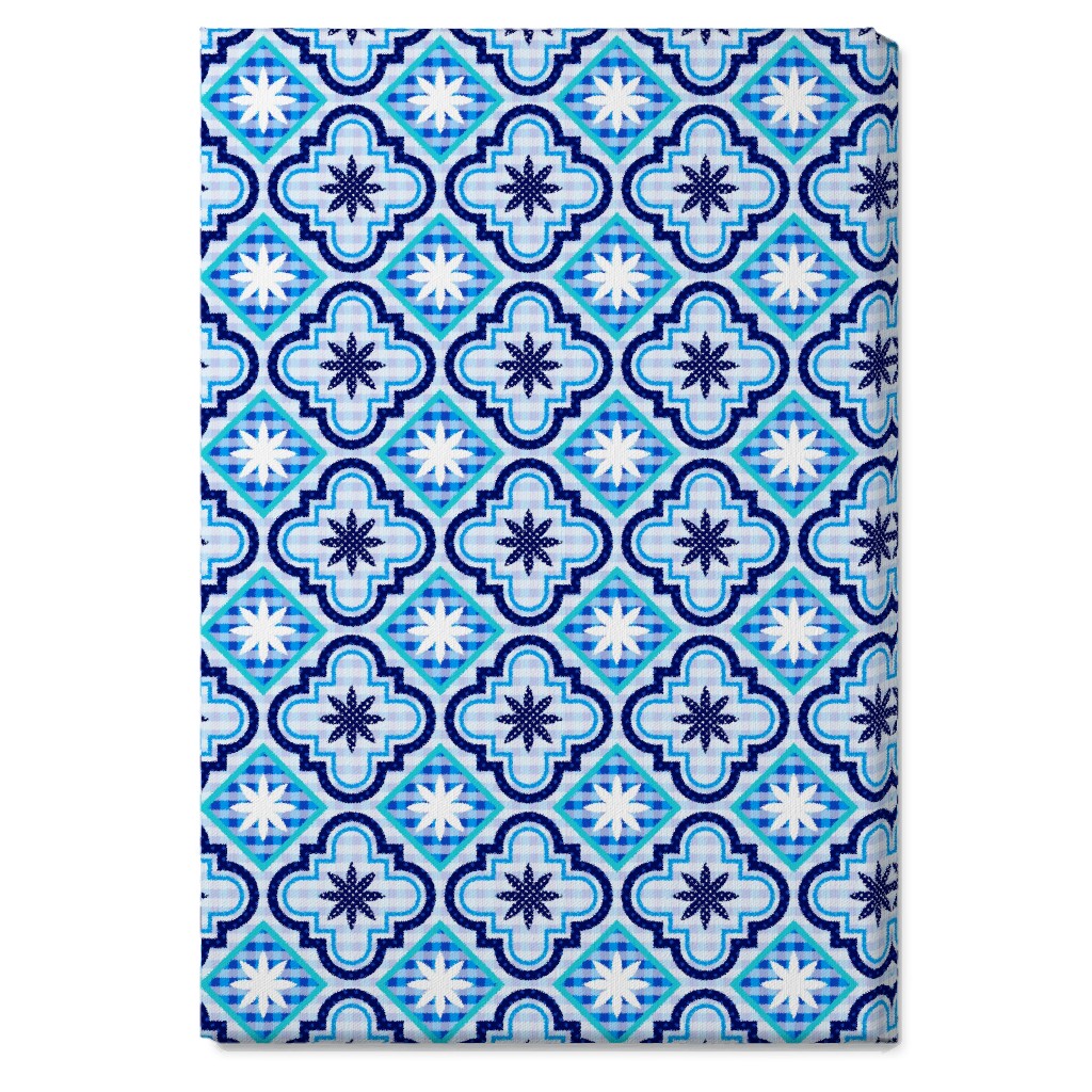 Tile Patchwork - Blue Wall Art, No Frame, Single piece, Canvas, 20x30, Blue, True Blue