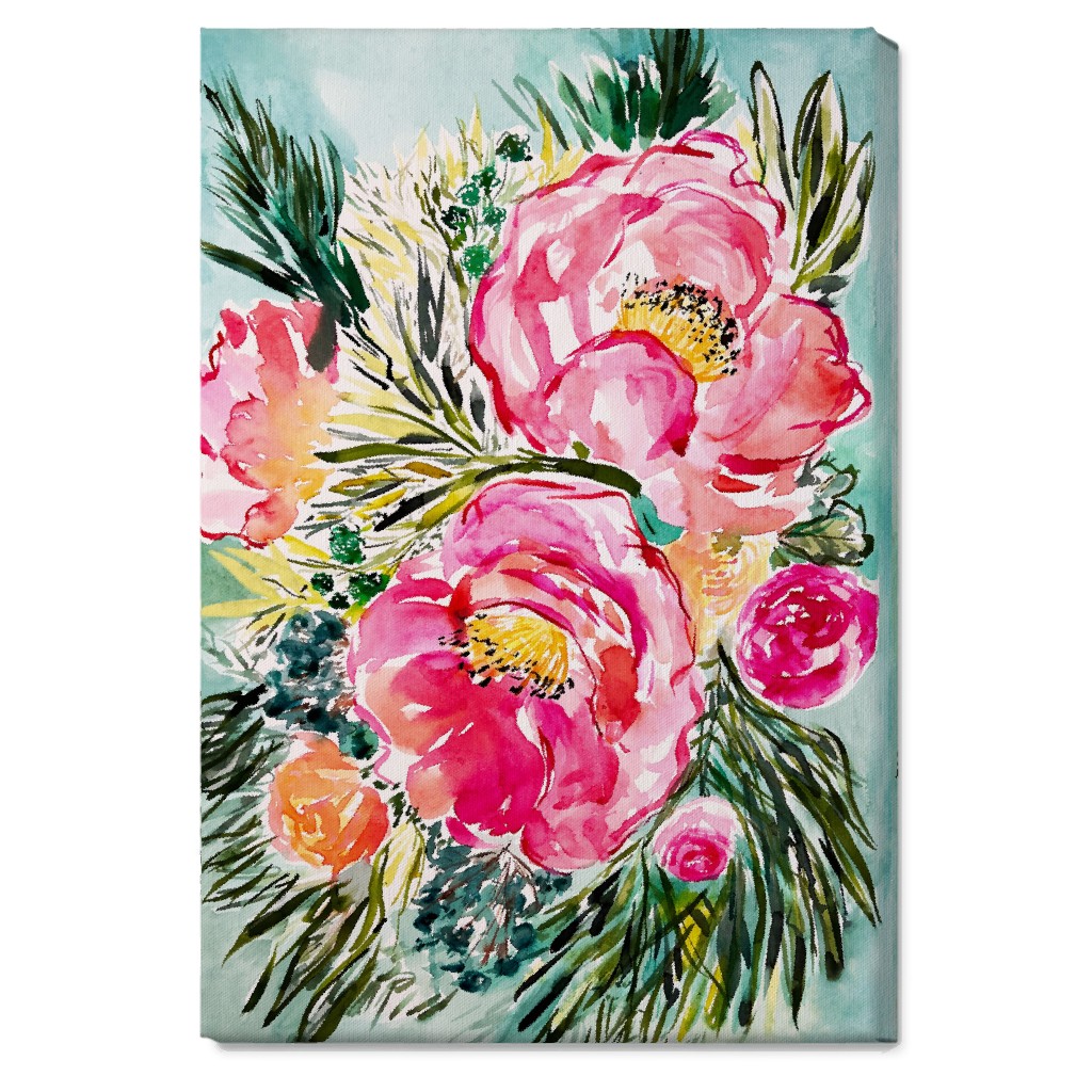 Aria Floral - Pink Wall Art, No Frame, Single piece, Canvas, 20x30, Pink