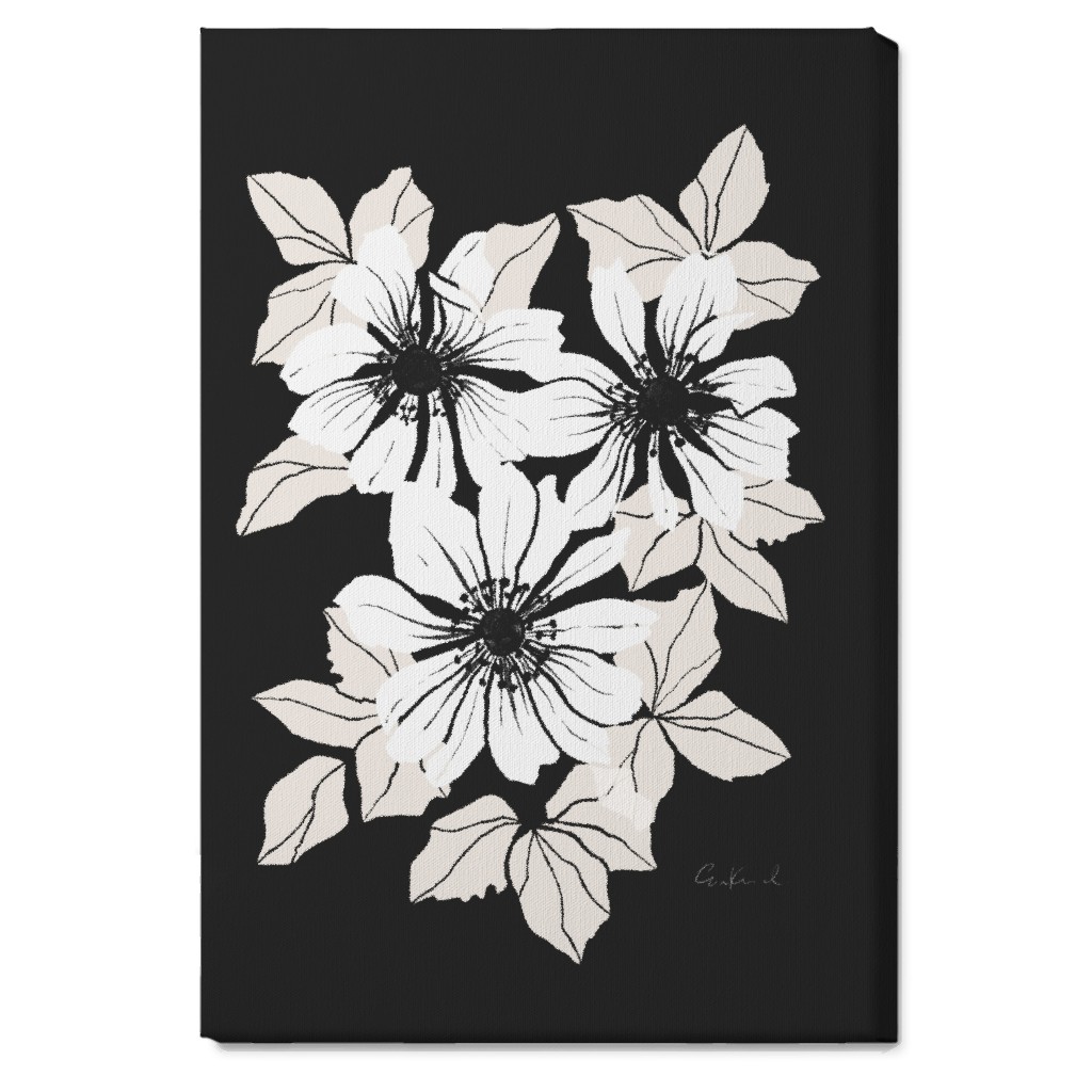 Botanical Big Anemones Wall Art, No Frame, Single piece, Canvas, 20x30, Gray