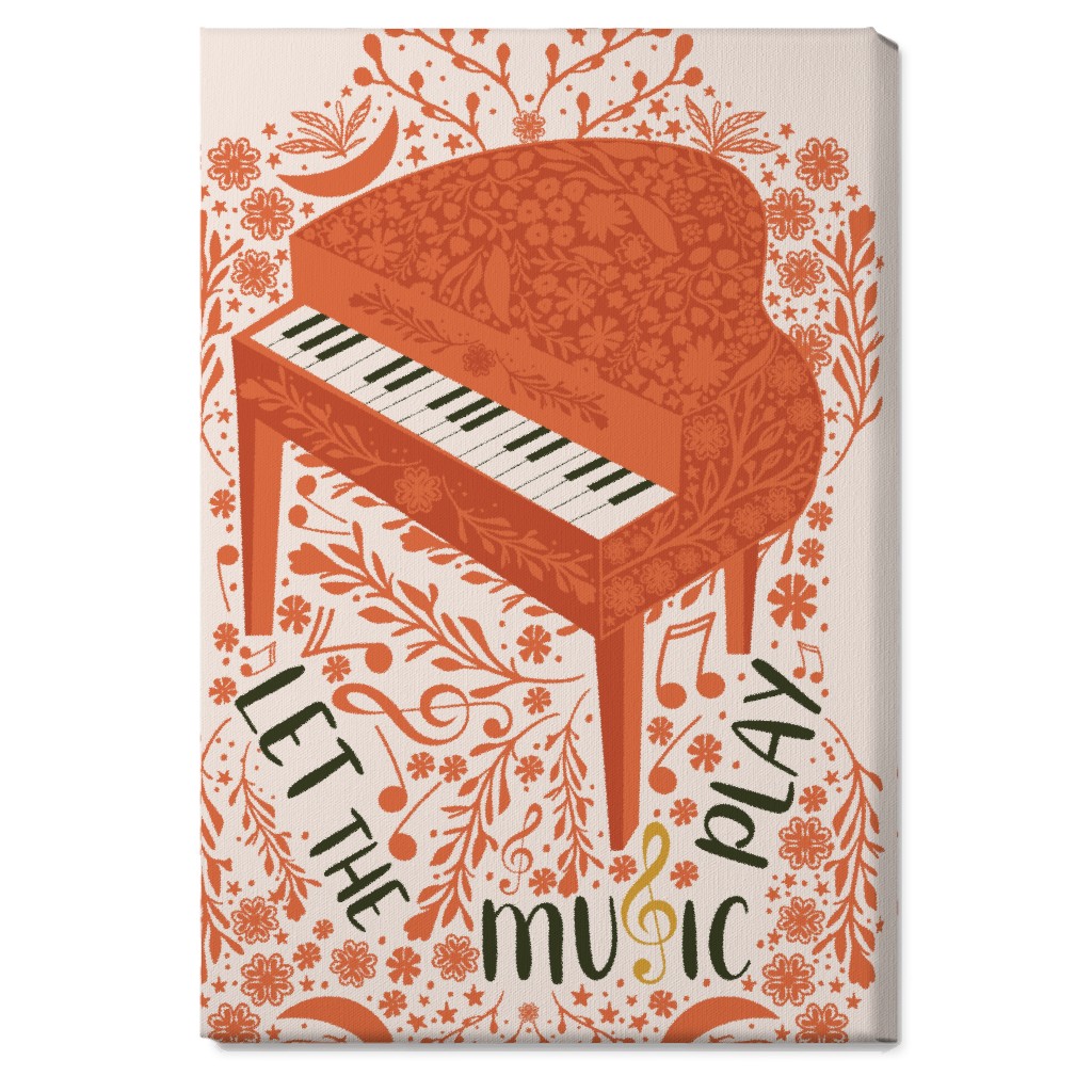 Let the Music Play - Red Wall Art, No Frame, Single piece, Canvas, 20x30, Pink
