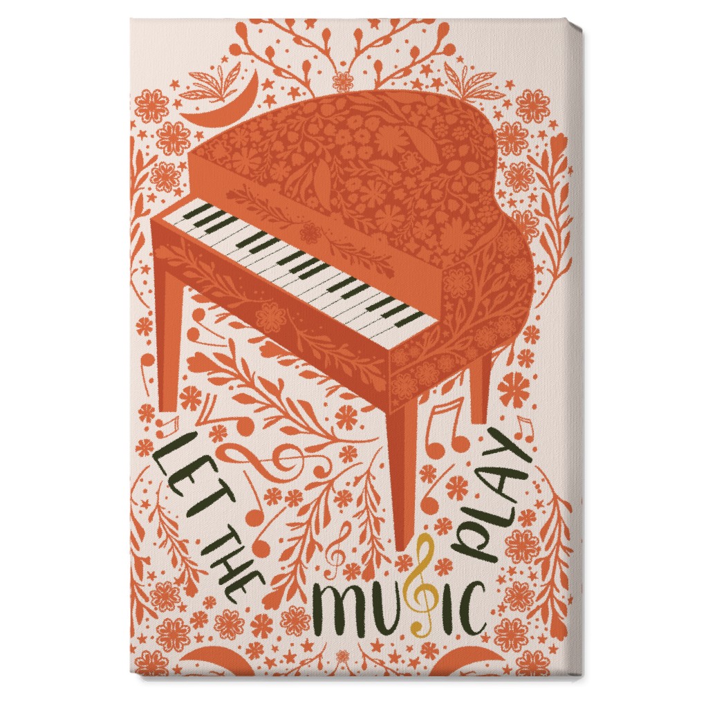 Let the Music Play - Red Wall Art, No Frame, Single piece, Canvas, 20x30, Pink, Bright Pink