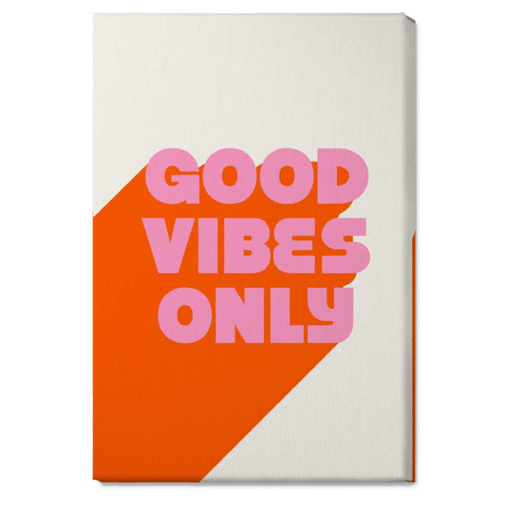 Good Vibes Only - Orange and Pink Wall Art, No Frame, Single piece, Canvas, 20x30, Red