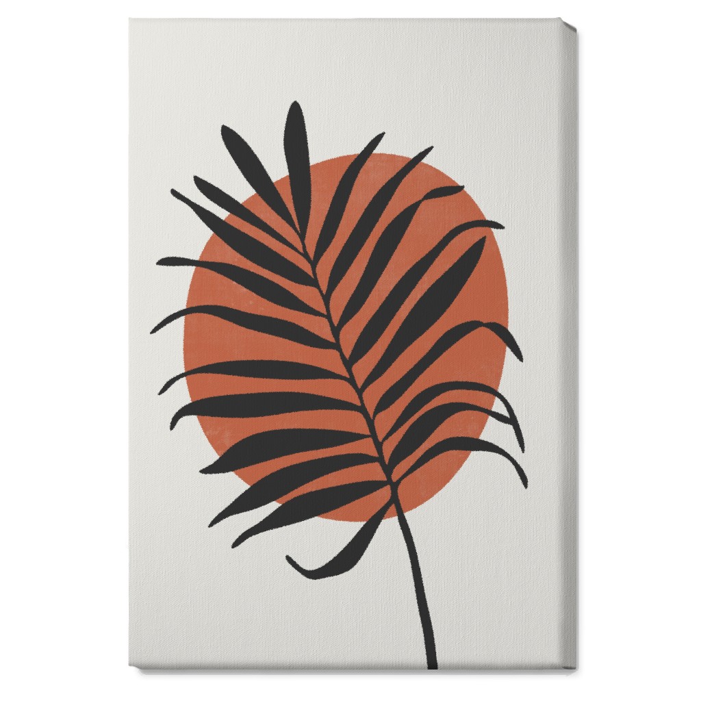Abstract Leaf Frond - Terracotta and Ivory Wall Art, No Frame, Single piece, Canvas, 20x30, Brown, Brown