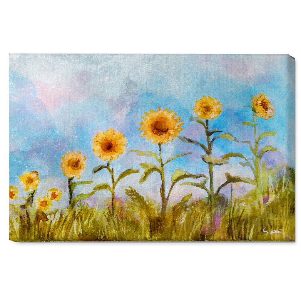 the Sunflower Field Wall Art, No Frame, Single piece, Canvas, 20x30, Multicolor
