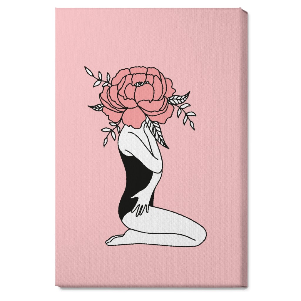 Modern Feminine Abstract - Pink Wall Art, No Frame, Single piece, Canvas, 20x30, Pink, Bright Pink