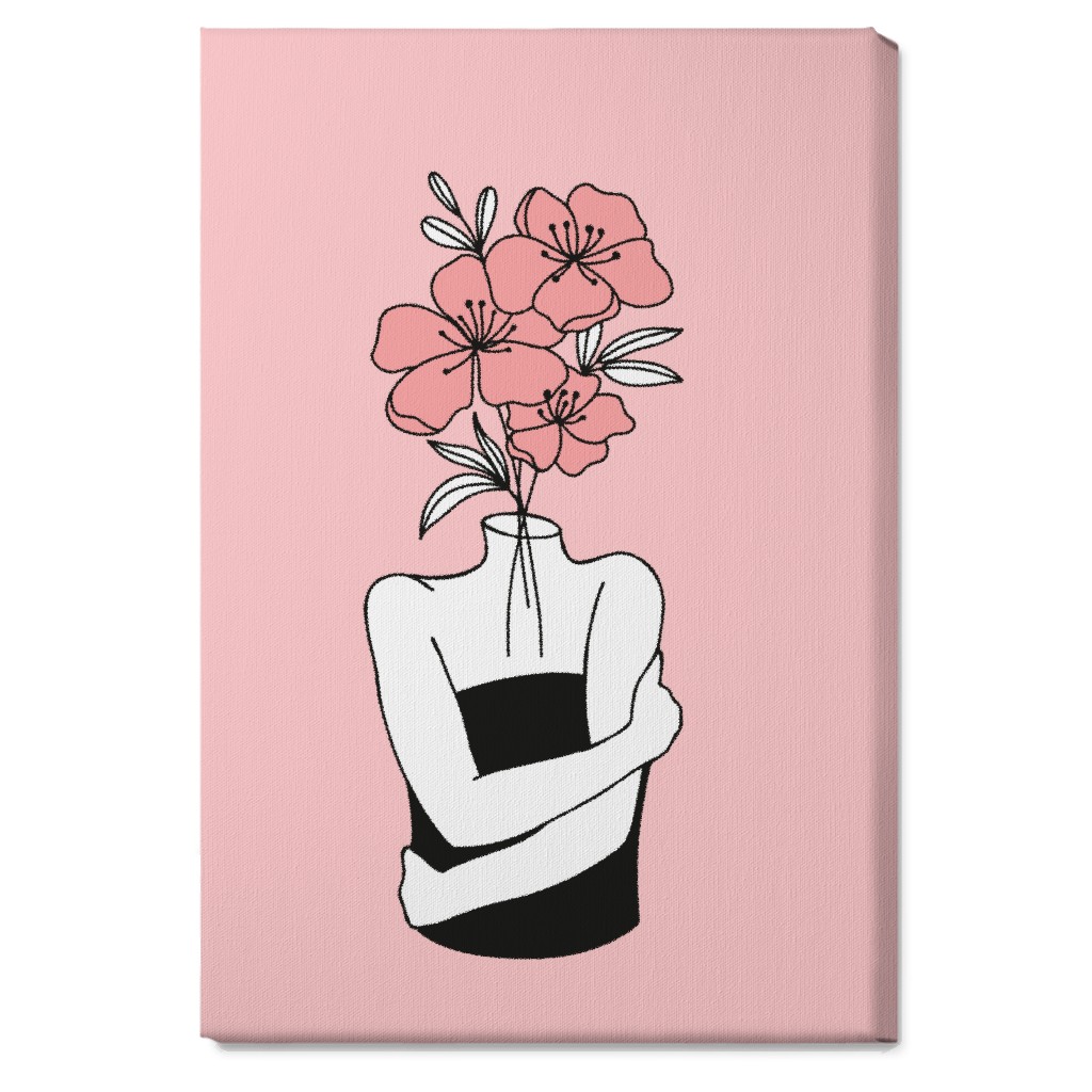 Self Love Feminine Abstract - Pink Wall Art, No Frame, Single piece, Canvas, 20x30, Pink, Bright Pink