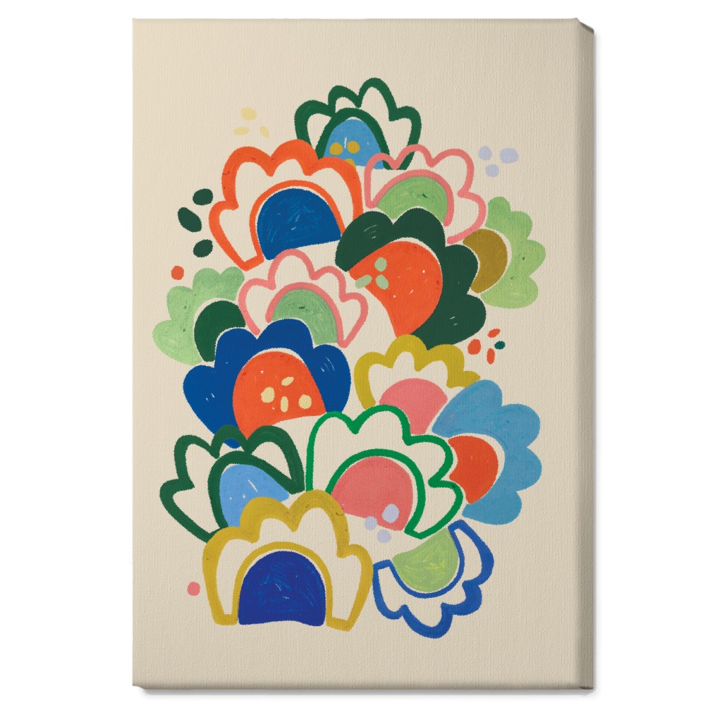 Wildflowers - Multi on Beige Bold Wall Art, No Frame, Single piece, Canvas, 20x30, Multicolor