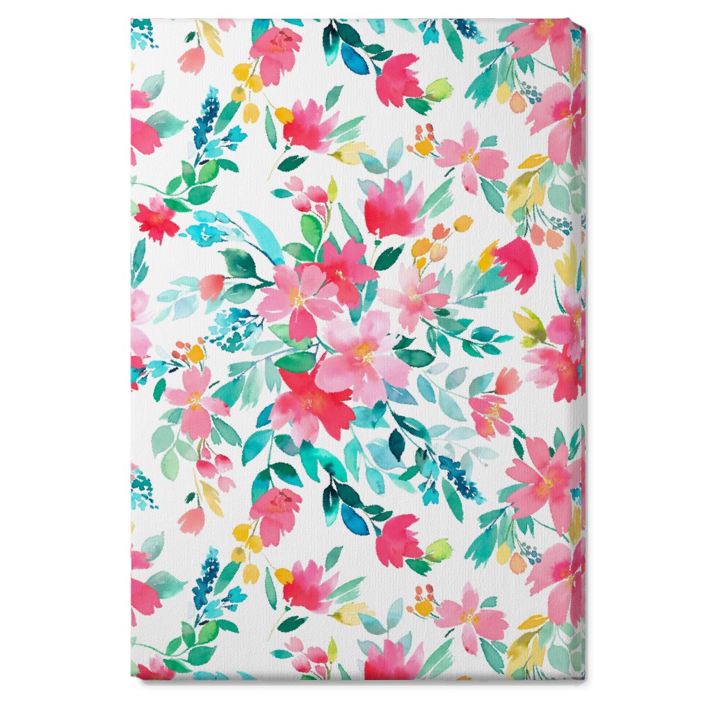 Summer Fresh Flowers - Multi Wall Art, No Frame, Single piece, Canvas, 20x30, Pink, Bright Pink
