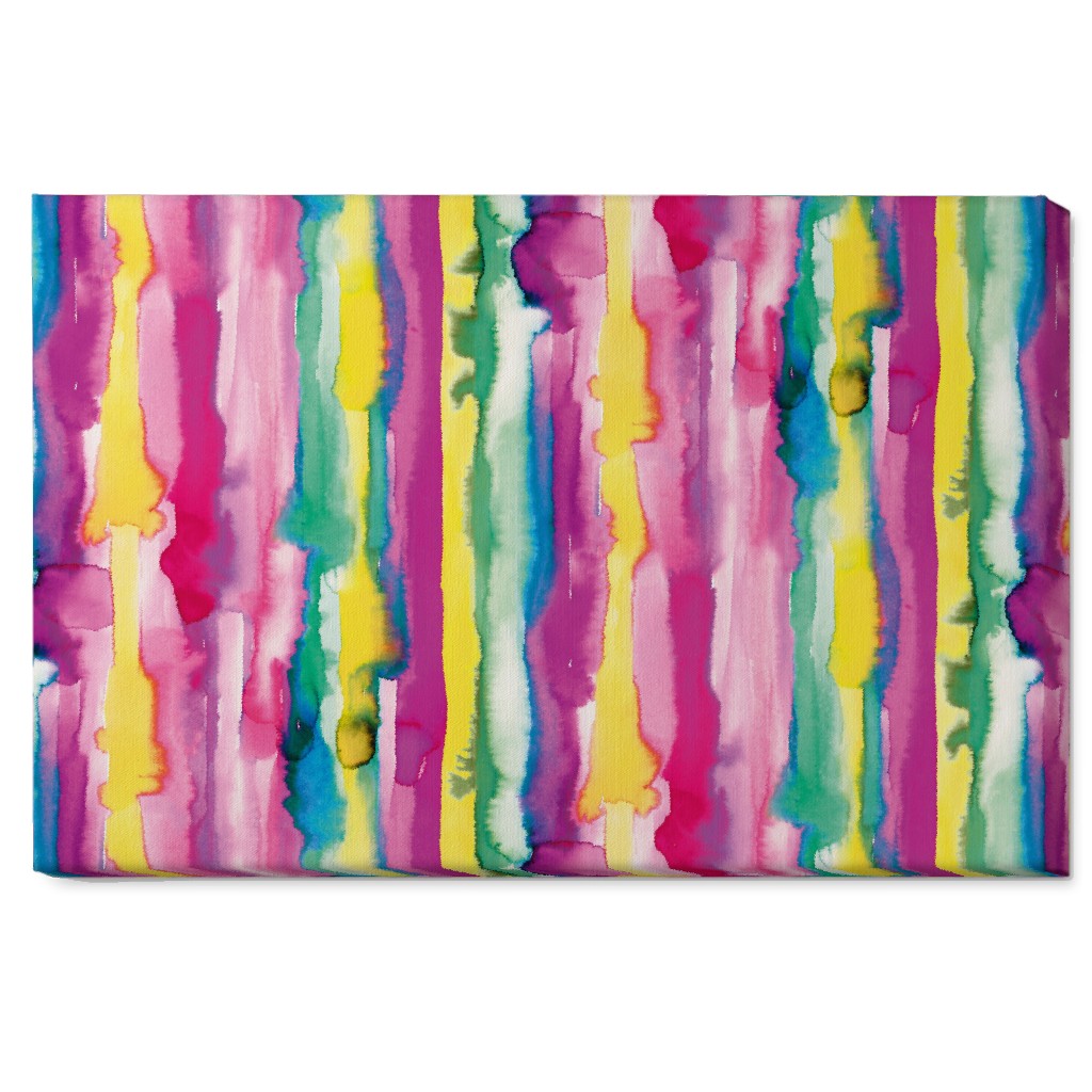 Watercolor Gradient Stripes - Multi Wall Art, No Frame, Single piece, Canvas, 20x30, Multicolor