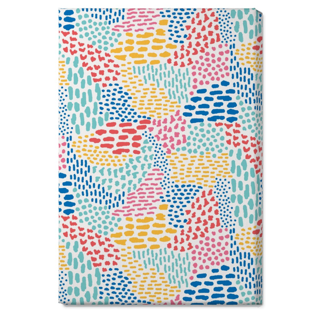 Abstract Colorful Dots and Dashes - Multi Wall Art, No Frame, Single piece, Canvas, 20x30, Multicolor
