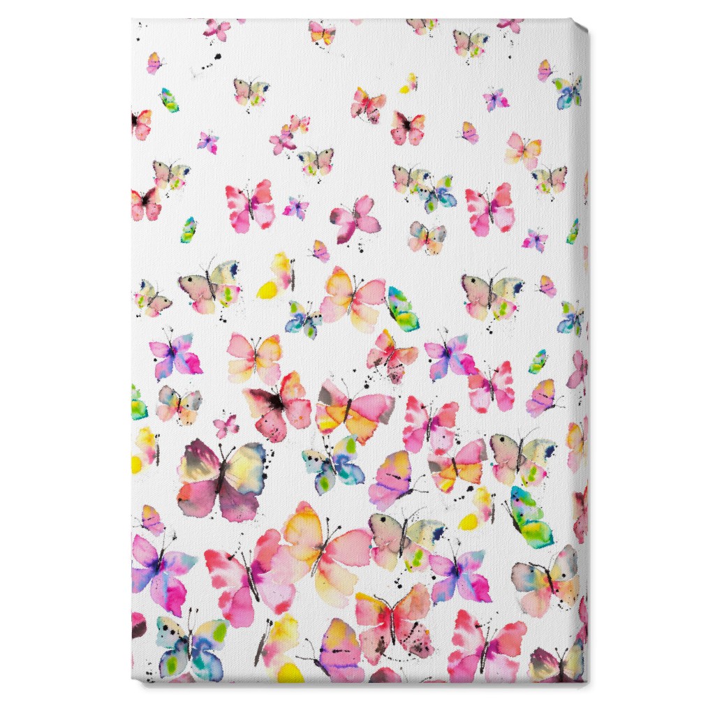 Watercolor Spring Butterflies - Multi Wall Art, No Frame, Single piece, Canvas, 20x30, Multicolor