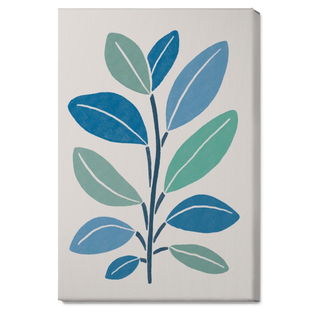 Plant Branch Wall Art, No Frame, Single piece, Canvas, 20x30, Blue