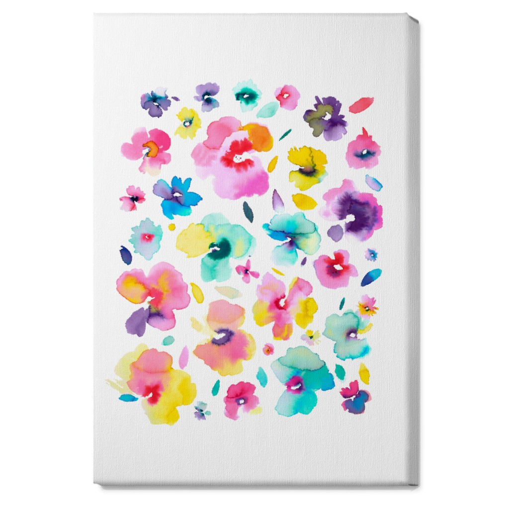 Watercolor Beautiful Flowers - Multi Wall Art, No Frame, Single piece, Canvas, 20x30, Multicolor