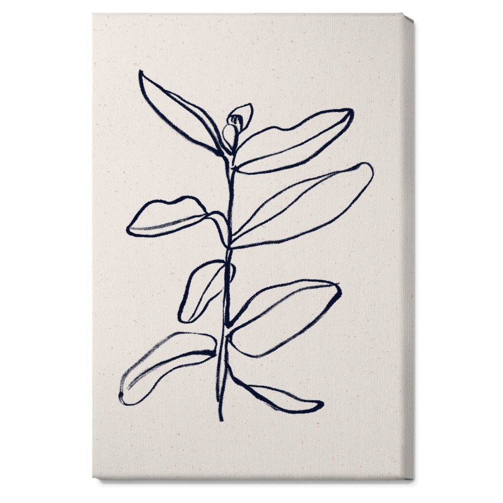 Plant Line Art - Neutral Wall Art, No Frame, Single piece, Canvas, 20x30, Beige