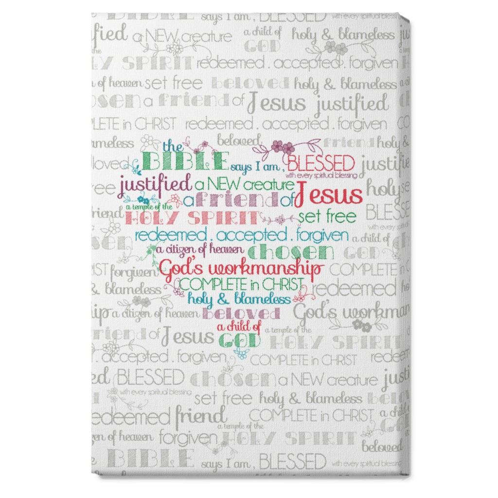 the Bible Says I Am - Multi on Neutral Wall Art, No Frame, Single piece, Canvas, 20x30, Gray, Gray