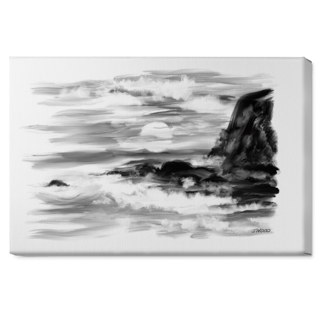 Stormy - Black and White Wall Art, No Frame, Single piece, Canvas, 20x30, Black, Black
