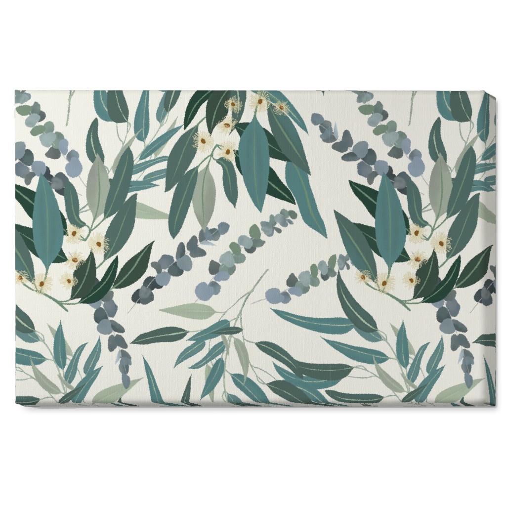 Eucalyptus - Green on White Wall Art, No Frame, Single piece, Canvas, 20x30, Green, Classic Green
