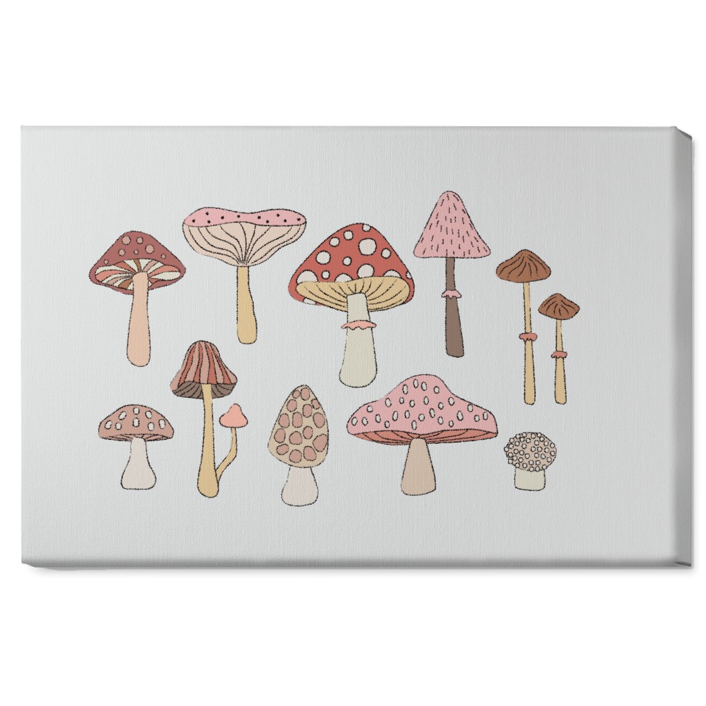 Mushrooms - Blush Wall Art, No Frame, Single piece, Canvas, 20x30, Pink, Bright Pink