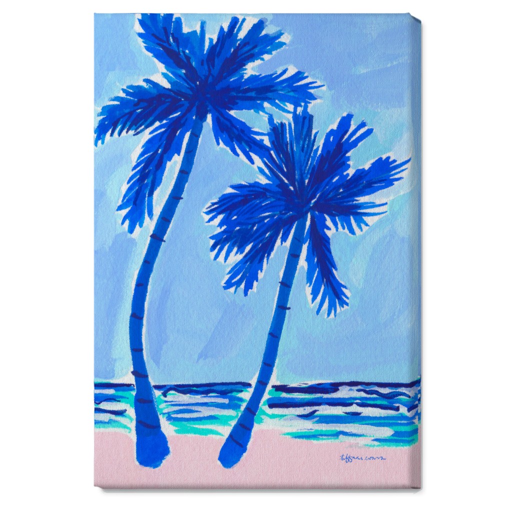 Palm Beach Vibes - Blue Wall Art, No Frame, Single piece, Canvas, 20x30, Blue, True Blue