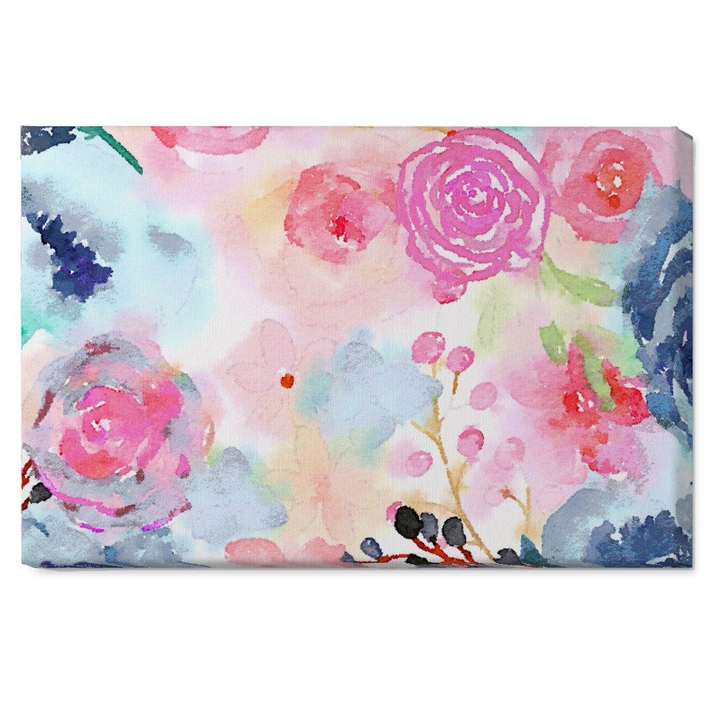 Spring Dreams - Watercolor Floral - Multi Wall Art, No Frame, Single piece, Canvas, 20x30, Multicolor